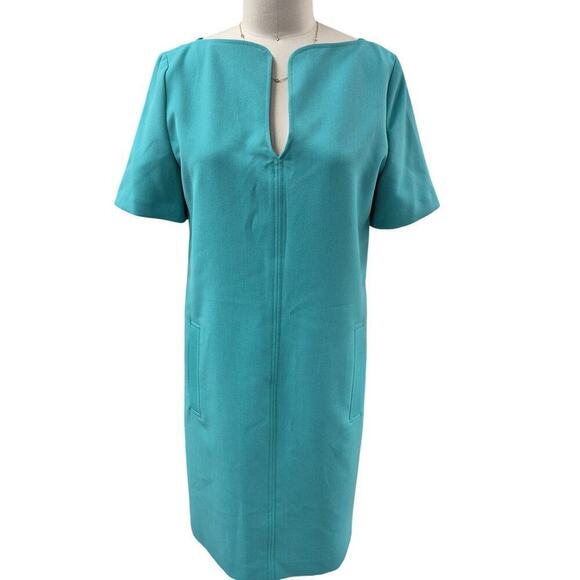 Trina Turk Penny Dress Aqua Green Shift Dress Zipper Back Fully Lined Sz 4 NWOT - Picture 2 of 7